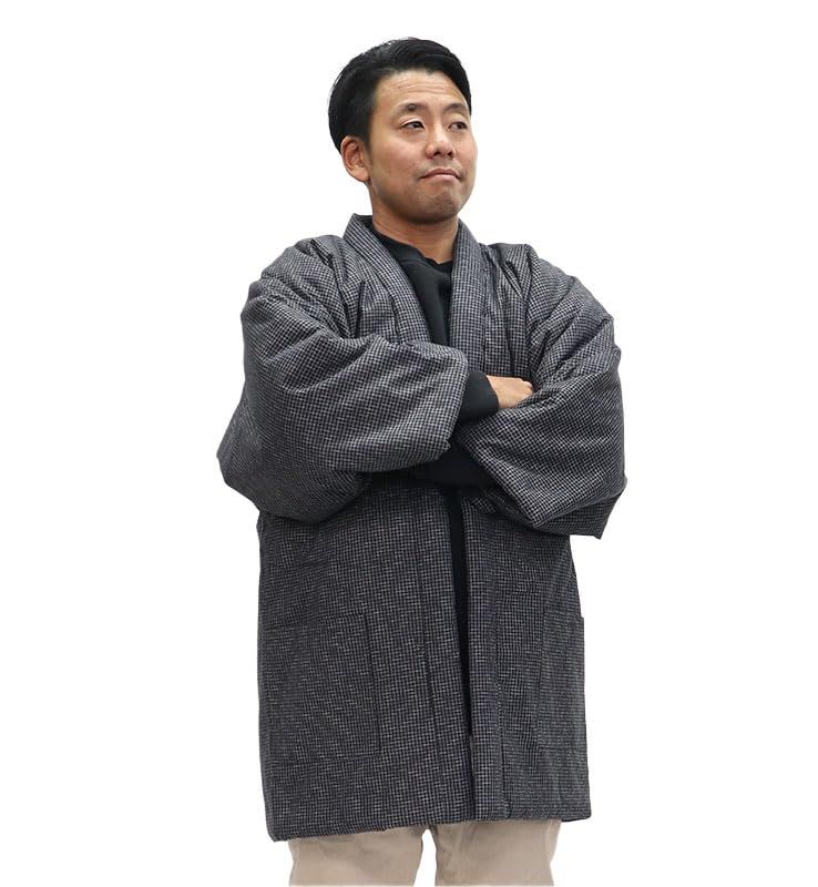 文人柄 中綿たっぷり 重松製 袢天 日本製 久留米 綿入れ m