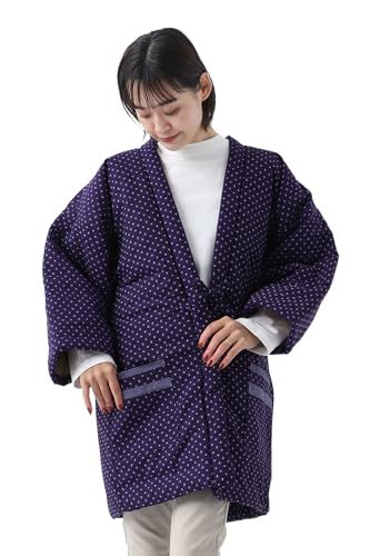 たゆたふ 久留米織 はんてん 半纏 レディース 日本製 紬織 中綿 袢纏 どてら ちゃんちゃんこ 女性用 フリーサイズ ギフト プレゼント 敬老の日 冬 防寒着 部屋着 温かい 女性 可愛い おしゃれ 婦人用 中わた 綿入り ルームウェア m