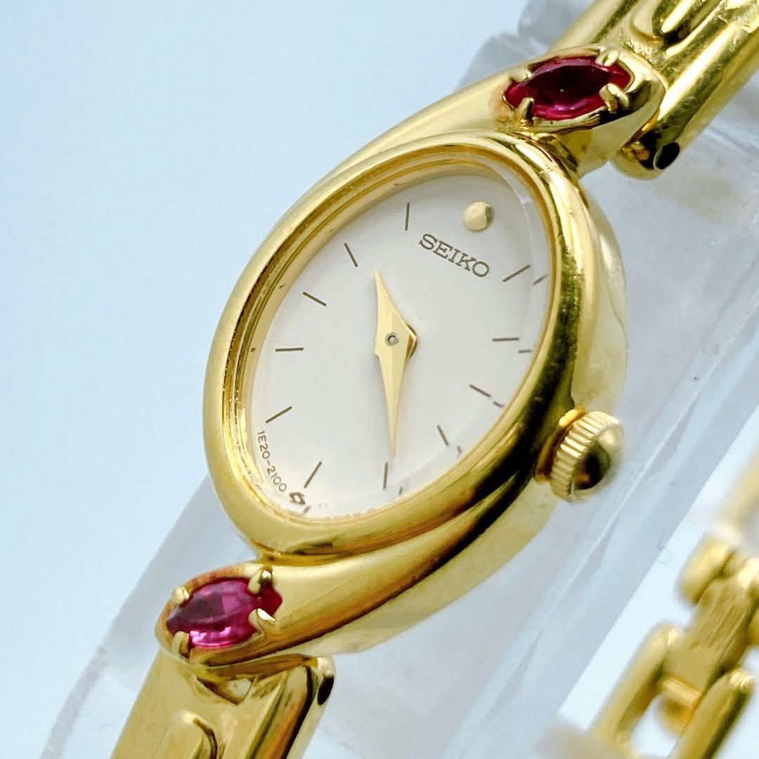 646 セイコー 1E20-6230 オーバル ストーン ゴールド 腕時計 - メルカリ