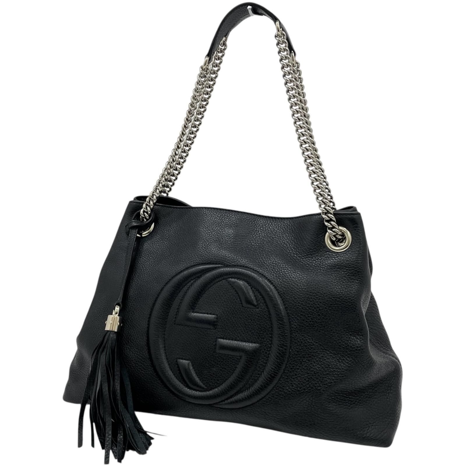 GUCCI | グッチ ソーホー インターロッキングG チェーン ショルダーバッグ トートバッグ 308982 ブラック