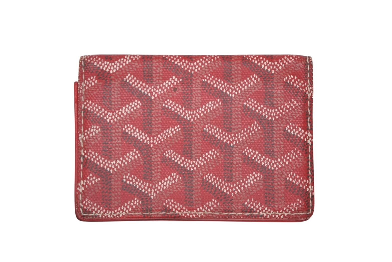 GOYARD ゴヤール カードケース 名刺入れ ヘリンボーン柄 カラー レッド PVC レザー ユニセックス 4 b 011209