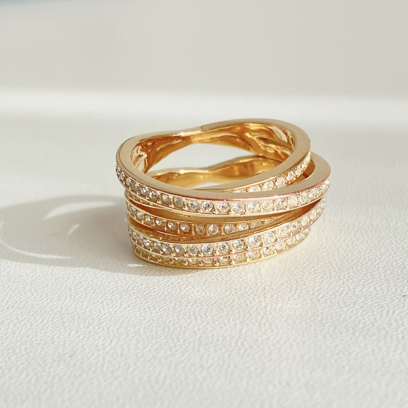 SWAROVSKI スワロフスキー 5連 スパイラル リング - メルカリ
