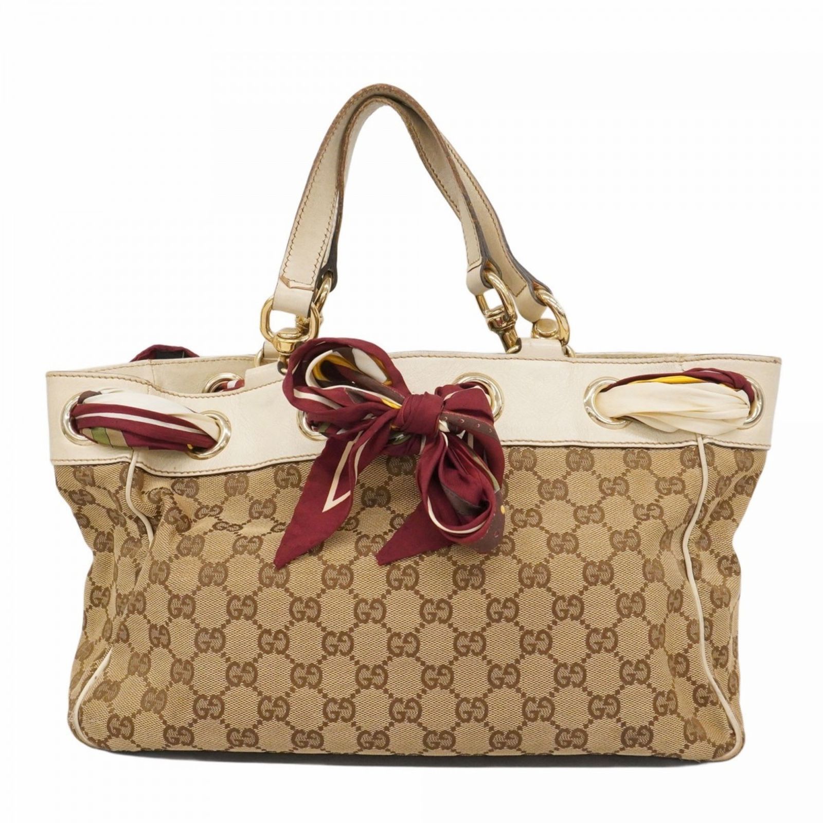 グッチ Gucci トートバッグ GGキャンバス 162879 キャンバス ベージュ ブラウン レディース