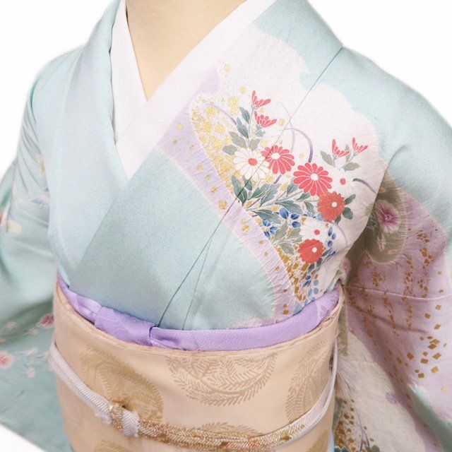 訪問着 着物 中古 正絹 袷 フォーマル 金彩 絞り染め 花の図 薄 訪問着 着物 中古 正絹 袷 フォーマル 金彩 絞り染め 花の図 薄
