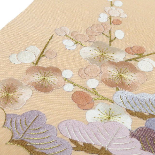 名古屋帯 なごや帯 中古 リサイクル 正絹 仕立て上がり 蘇州刺繍 金糸 松竹梅に宝物の図 波文 赤香色 多色 きもの北條 A1314-13 名古屋帯 なごや帯 中古 リサイクル 正絹 仕立て上がり 蘇州刺繍 金糸