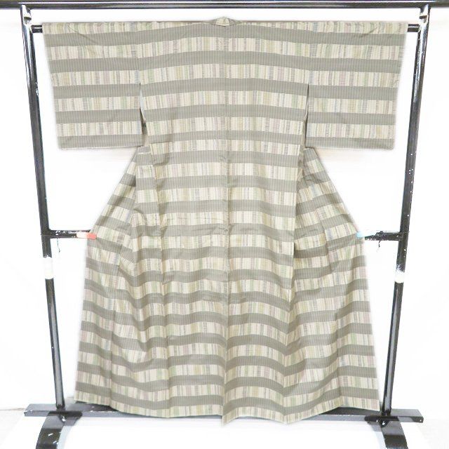 大島紬 着物 正絹 袷 カジュアル 東郷織物 灰汁色 薄香色 多色 身丈156 cm 裄64 M ワイド きもの北條 A 1314-2