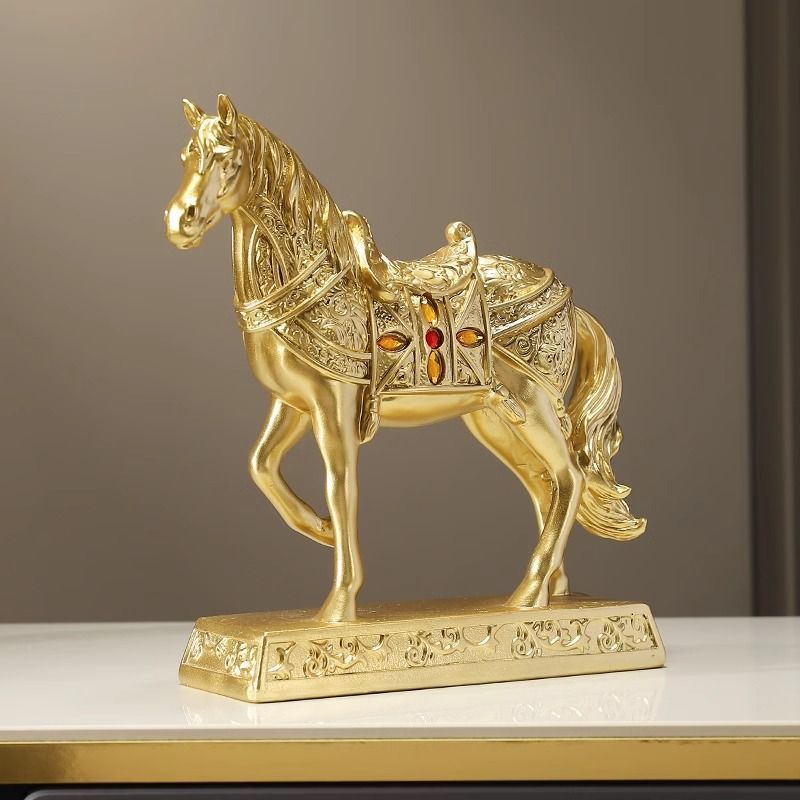 オブジェ 置物 ウマ うま 馬 ゴールドの馬 感 干支 リアル インテリア リビング ダイニング 玄関 寝室 装飾 オーナメント 樹脂 プレゼント ギフト オシャレ 癒しグッズ 棚装飾 ホームデコレーション