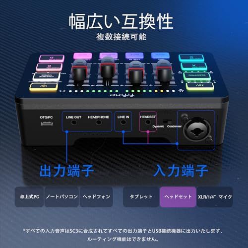  FIFINE ゲーミングオーディオミキサー オーディオインターフェース PC PS 4 5対応 ゲーム用オーディオミキサー ポッドキャスト ミキサー RGB機能付き ボイスチェンジャーボタン カスタム効果音 配信 実況 XLR接続 FIFI d 82220 a 0 その他 キッチン 食器