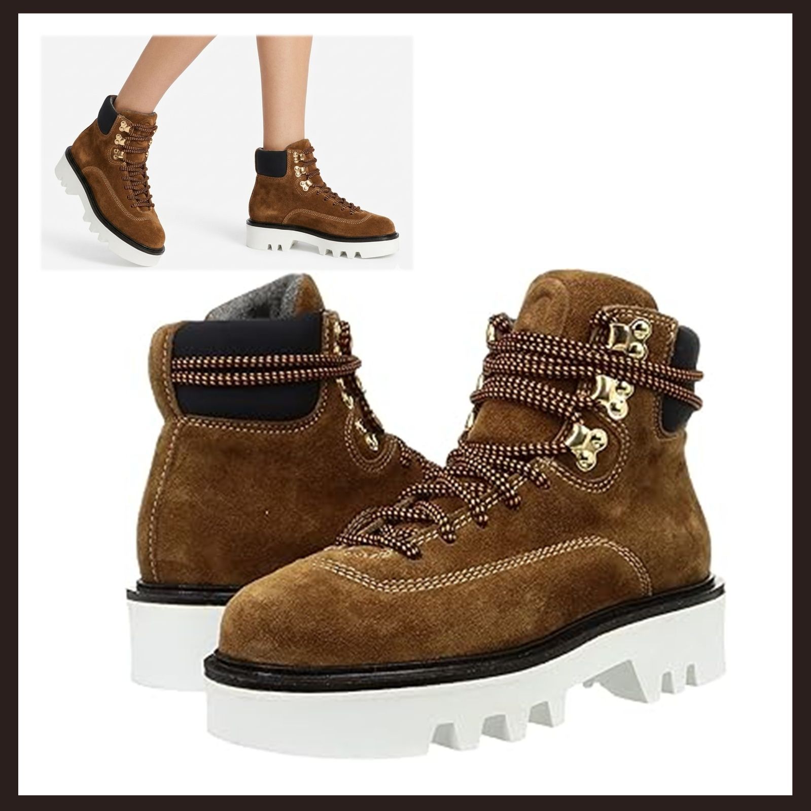 ♥ フルラ リタ ハイキングブーツ ブラウン 24 cm FURLA ビブラムソール チャンキーブーツ