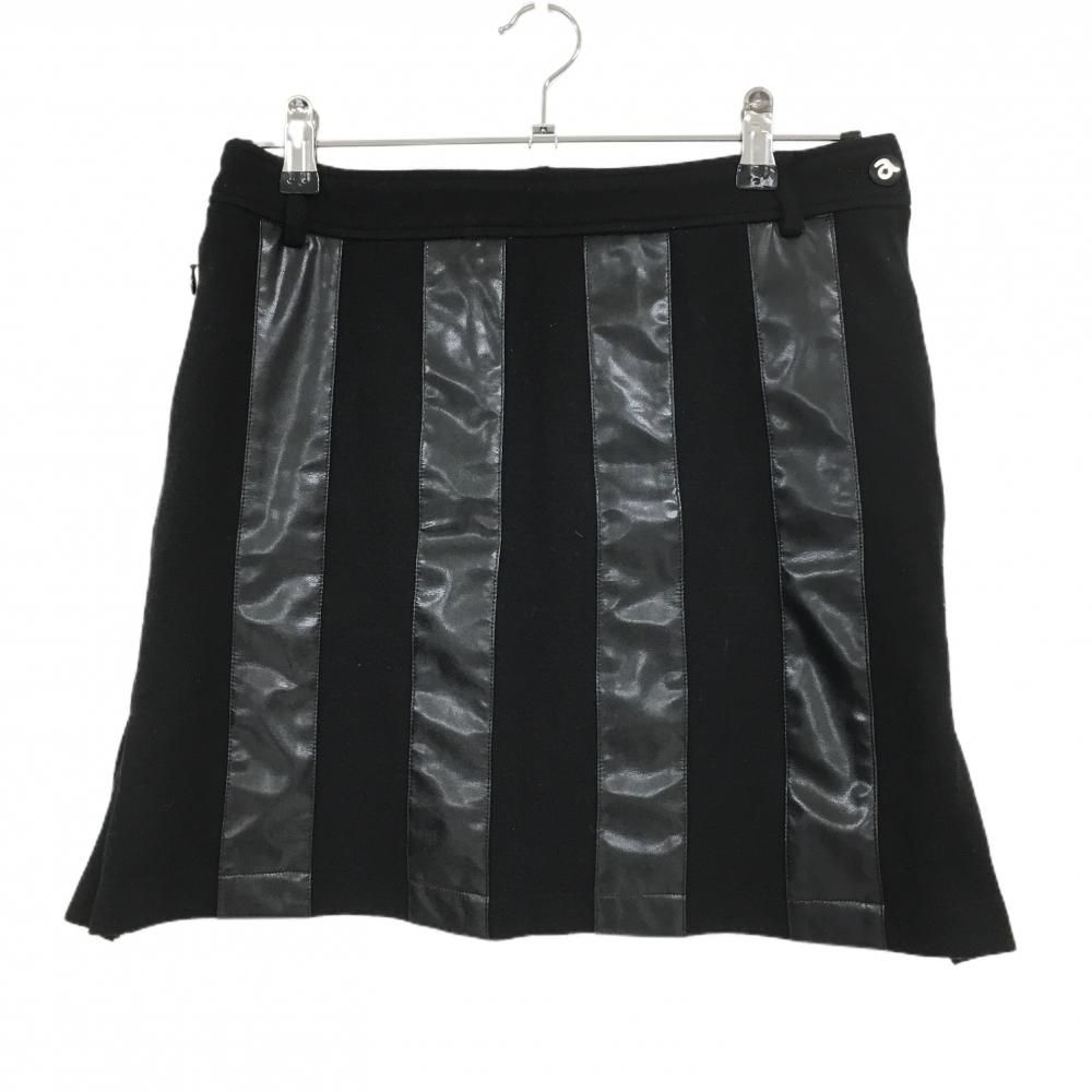 アルチビオ スカート 黒 前面一部合成皮革 ウール混 裏地付 レディース 40 L ゴルフウェア archivio