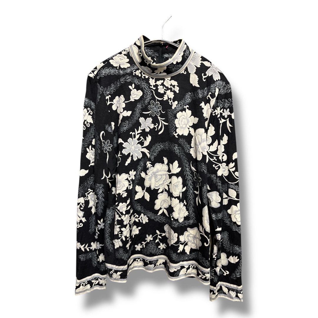 LEONARD レオナール ハイネック カットソー 長袖 薄手 花柄 スタンド