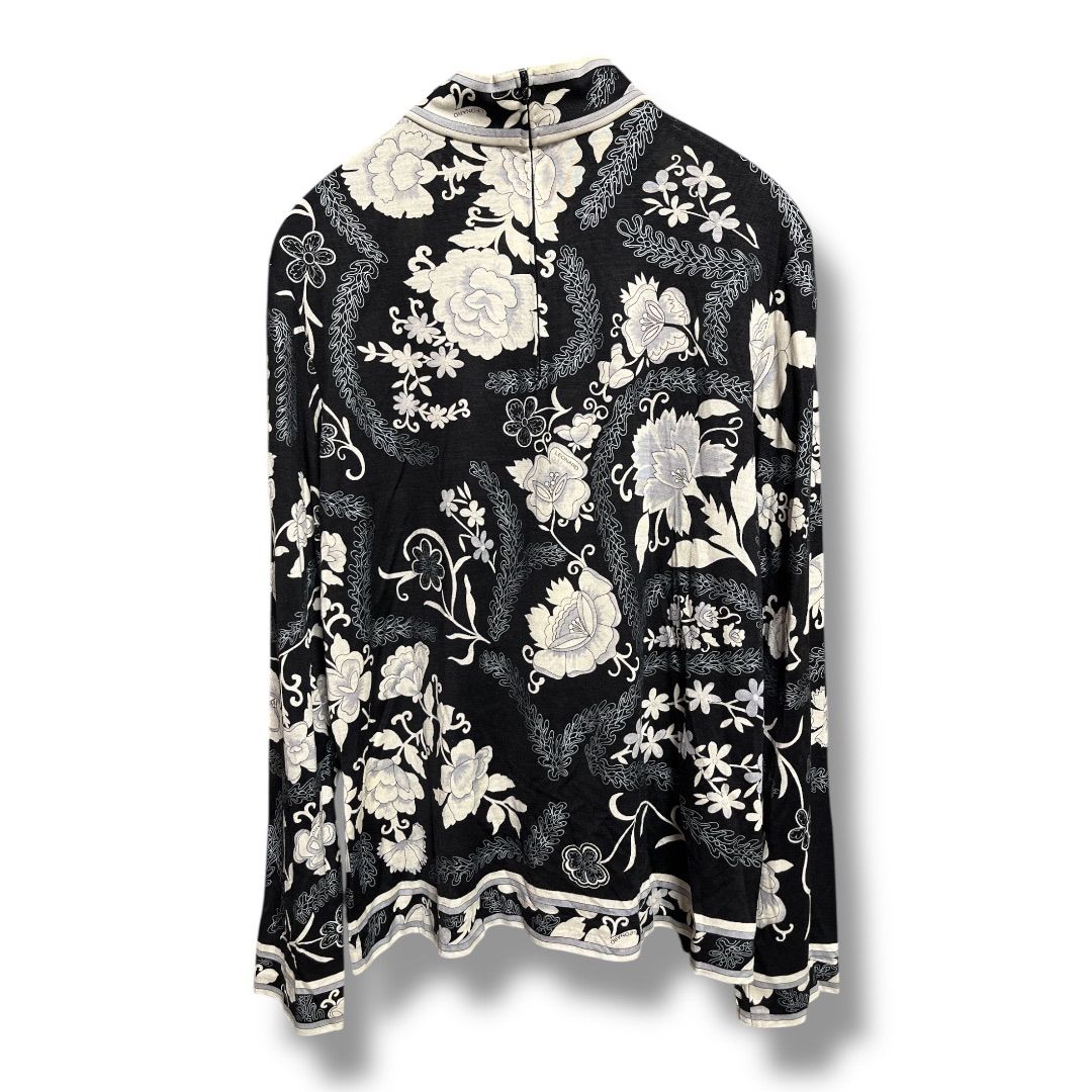 LEONARD レオナール ハイネック カットソー 長袖 薄手 花柄 スタンド