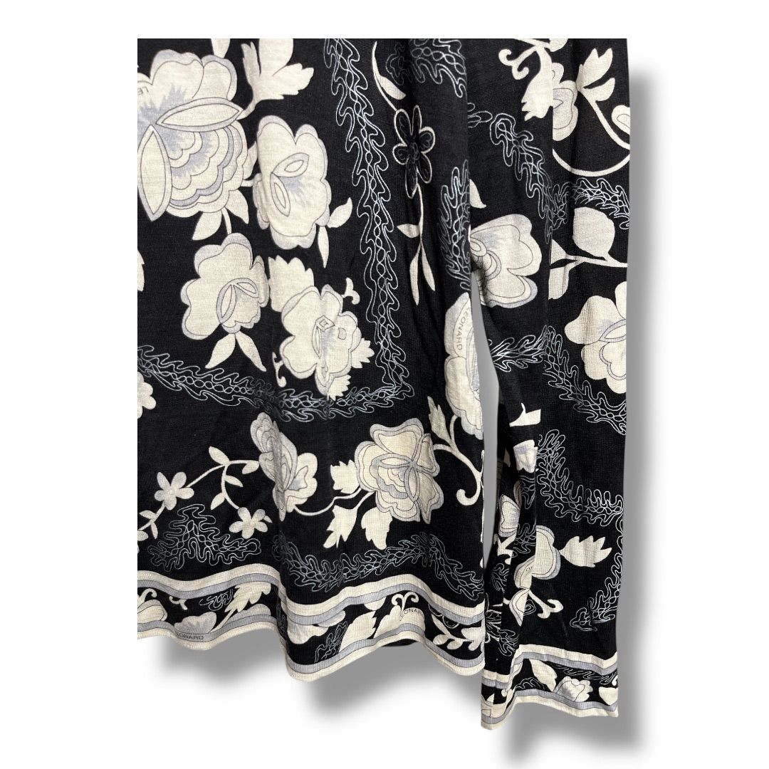 LEONARD レオナール ハイネック カットソー 長袖 薄手 花柄 スタンド