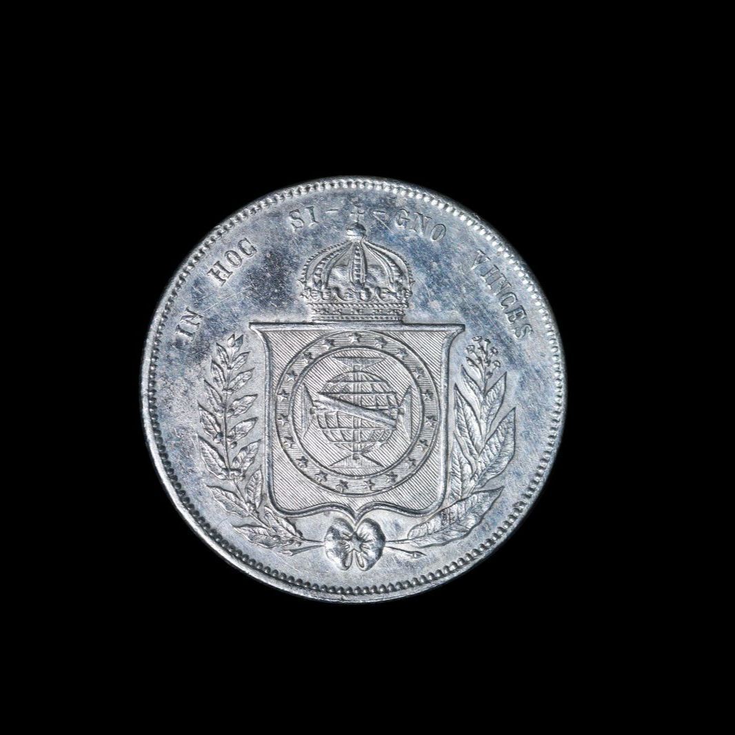 BRAZIL ブラジル ペドロ2世 1831-1889 2000 Reis 1855年 ル 外国コイン 銀貨