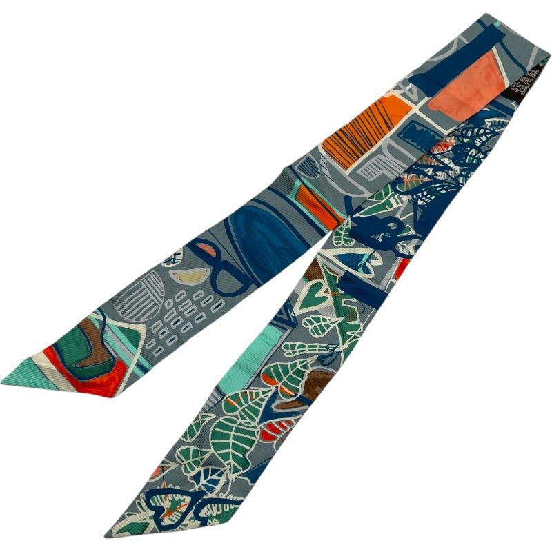 エルメス HERMES ツイリー ネイビー グリーン シルク レディース スカーフ