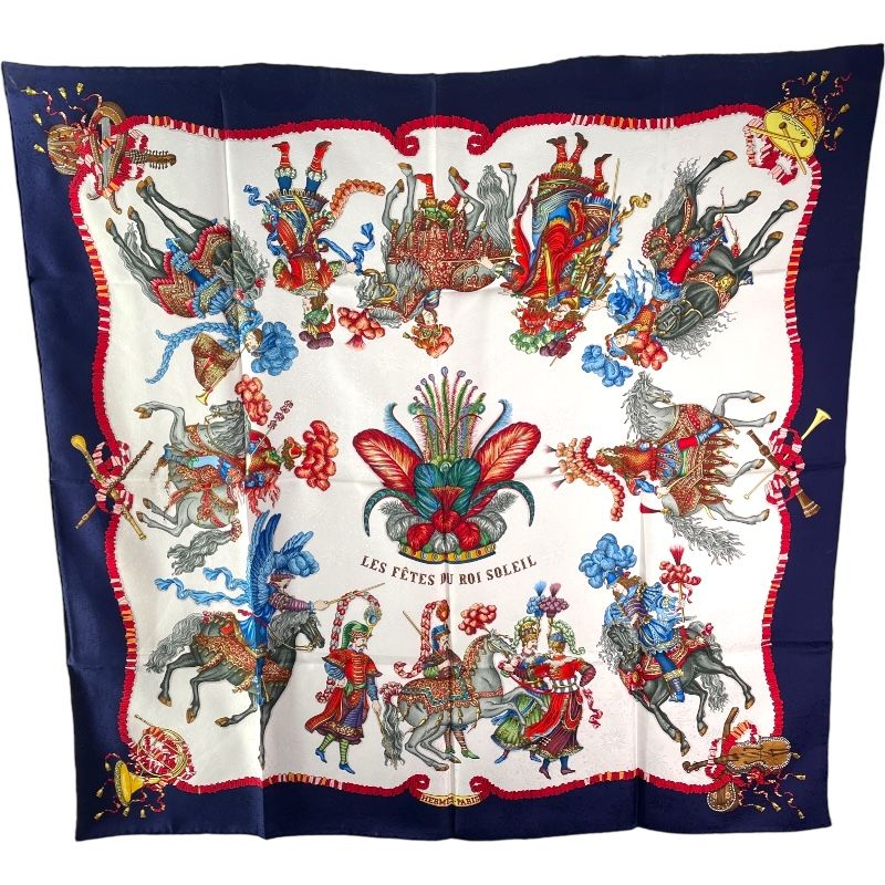 エルメス HERMES カレ90 LES FETES DU ROI SO LEIL シルク レディース スカーフ