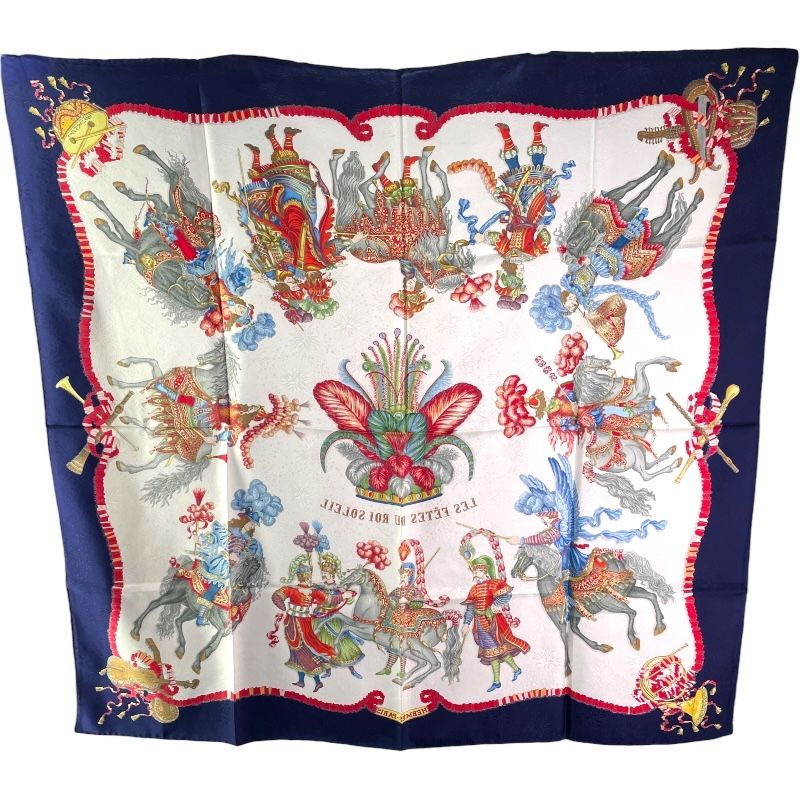 エルメス HERMES カレ90 LES FETES DU ROI SO LEIL シルク レディース スカーフ