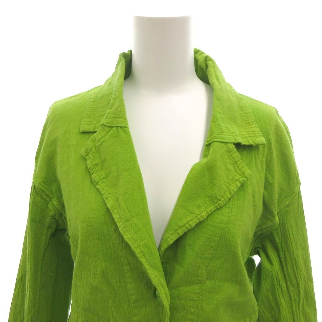 ミーイッセイミヤケ me ISSEY MIYAKE テーラードジャケット 黄緑 しわ