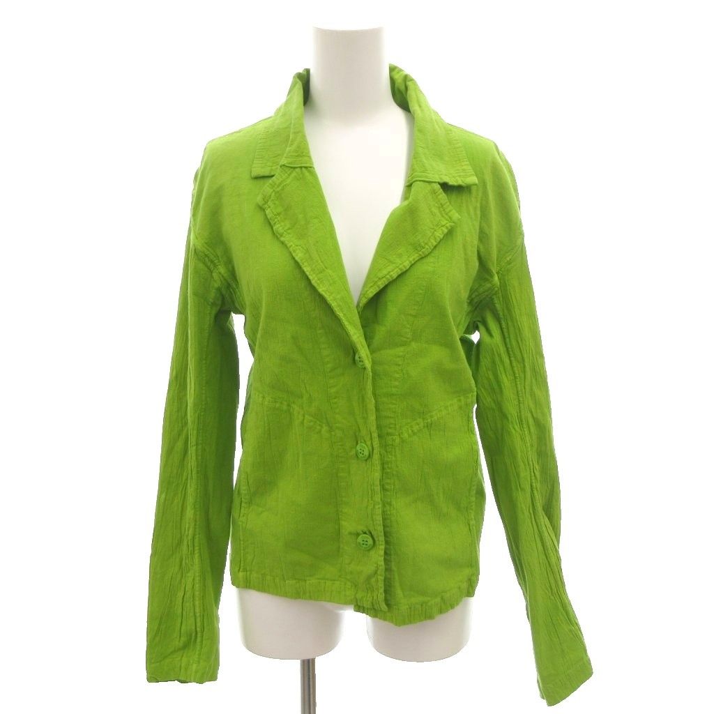 ミーイッセイミヤケ me ISSEY MIYAKE テーラードジャケット 黄緑 しわ加工 長袖 |FF ECT