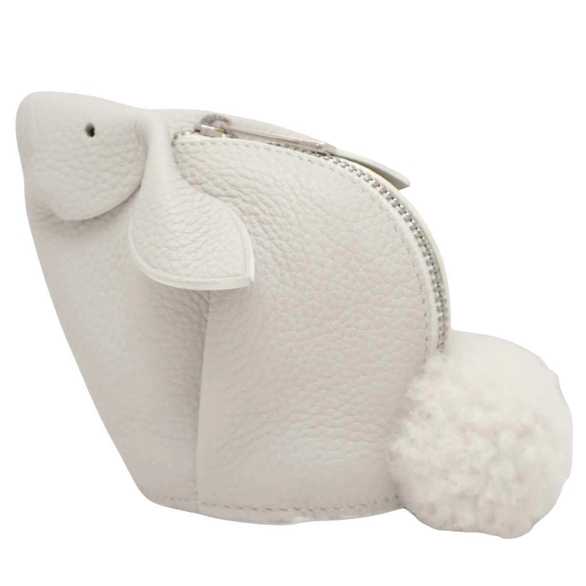 LOEWE ロエベ バニー コインケース うさぎ ウサギ ラビット 兎 小物入れ レザー オフホワイトアイボリー シルバー金具 レディース アラモード