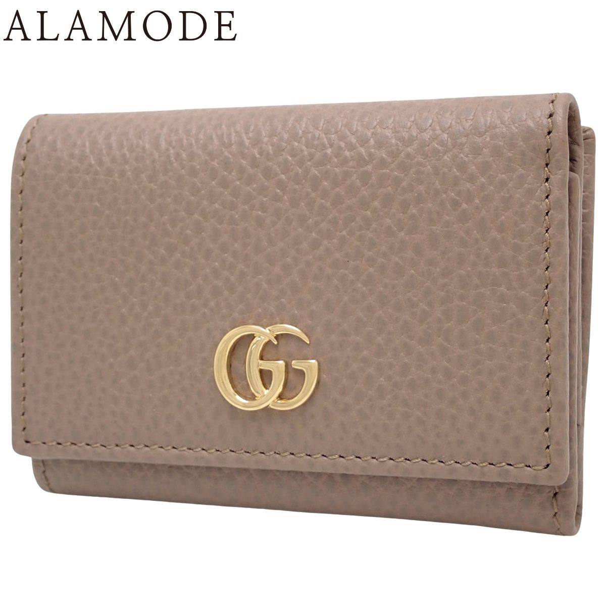 GUCCI グッチ GGマーモント 三つ折り財布 コンパクトウォレット 3つ折り ミニウォレット レザー ベージュ ゴールド金具 644407 レディース アラモード