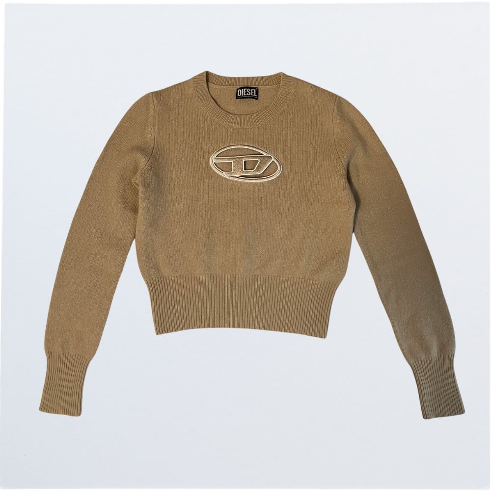 カシミヤ混】DIESEL ディーゼル Dロゴ ニット セーター ベージュ M