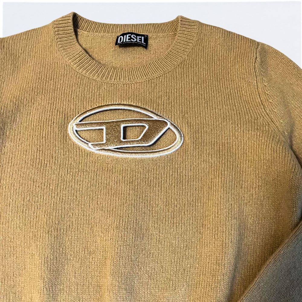 カシミヤ混】DIESEL ディーゼル Dロゴ ニット セーター ベージュ M