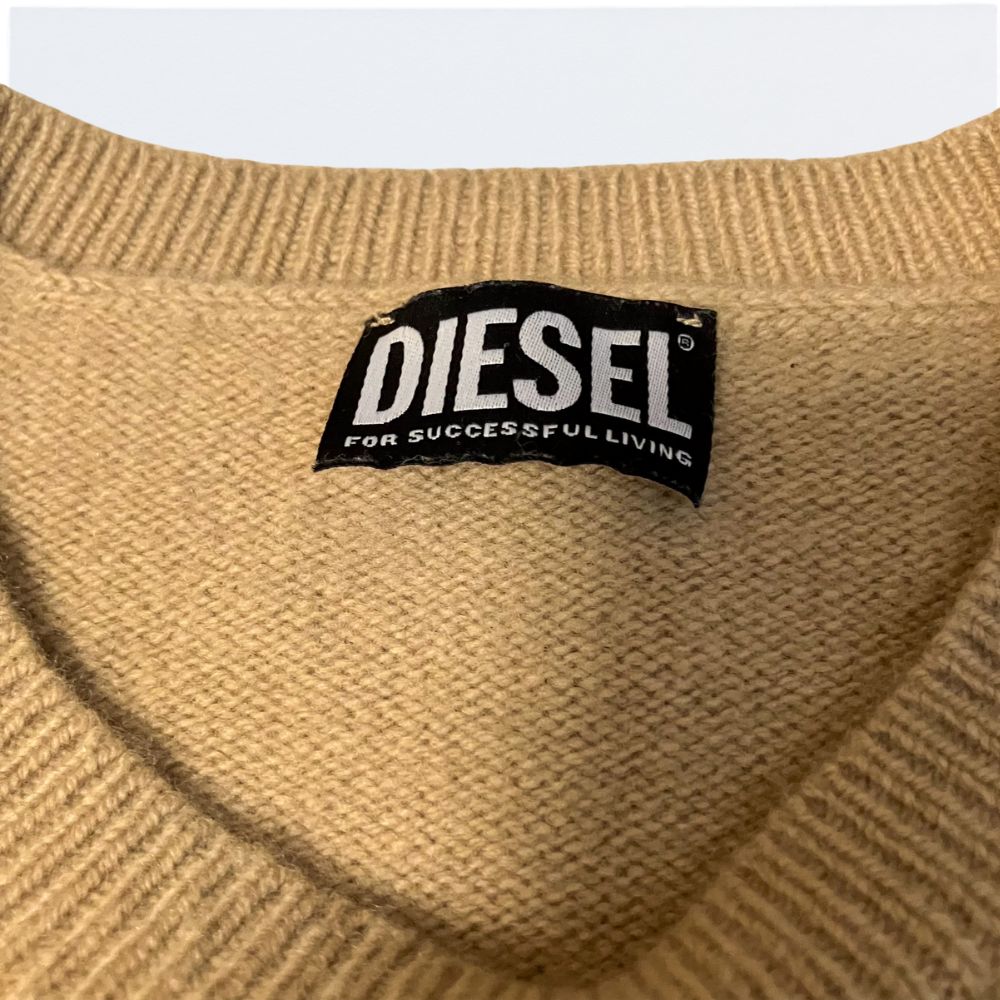 カシミヤ混】DIESEL ディーゼル Dロゴ ニット セーター ベージュ M