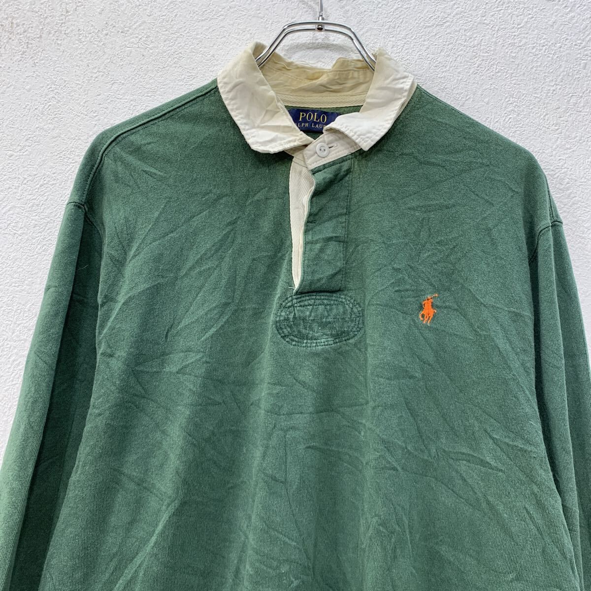 POLO RALPH LAUREN 長袖 ラガーシャツ XL グリーン ポロラルフローレン