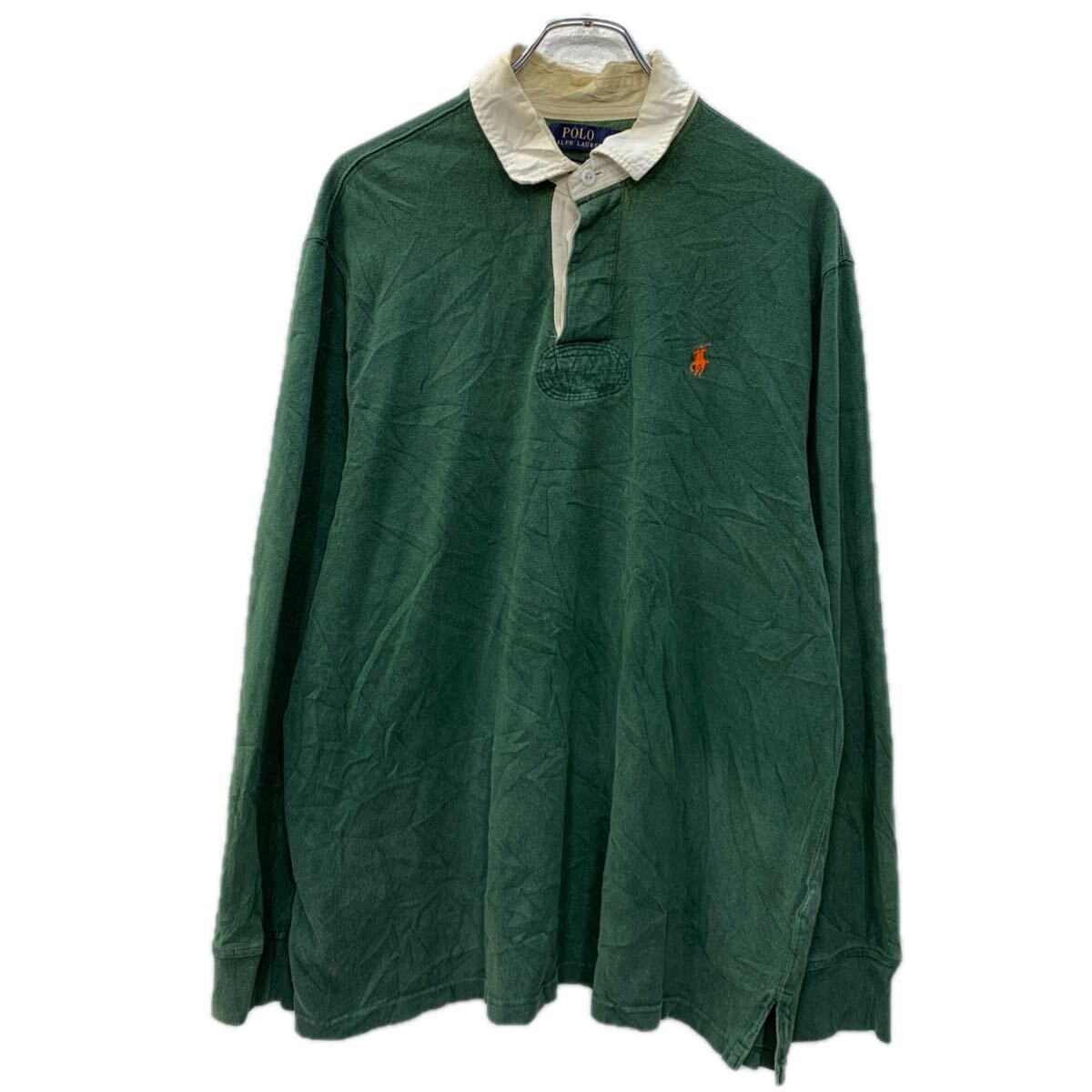ラルフローレン 刺繍ロゴ 長袖 ラガーシャツ カーキ M 5079 POLO RALPH LAUREN 長袖 ラガーシャツ XL グリーン ポロラルフローレン