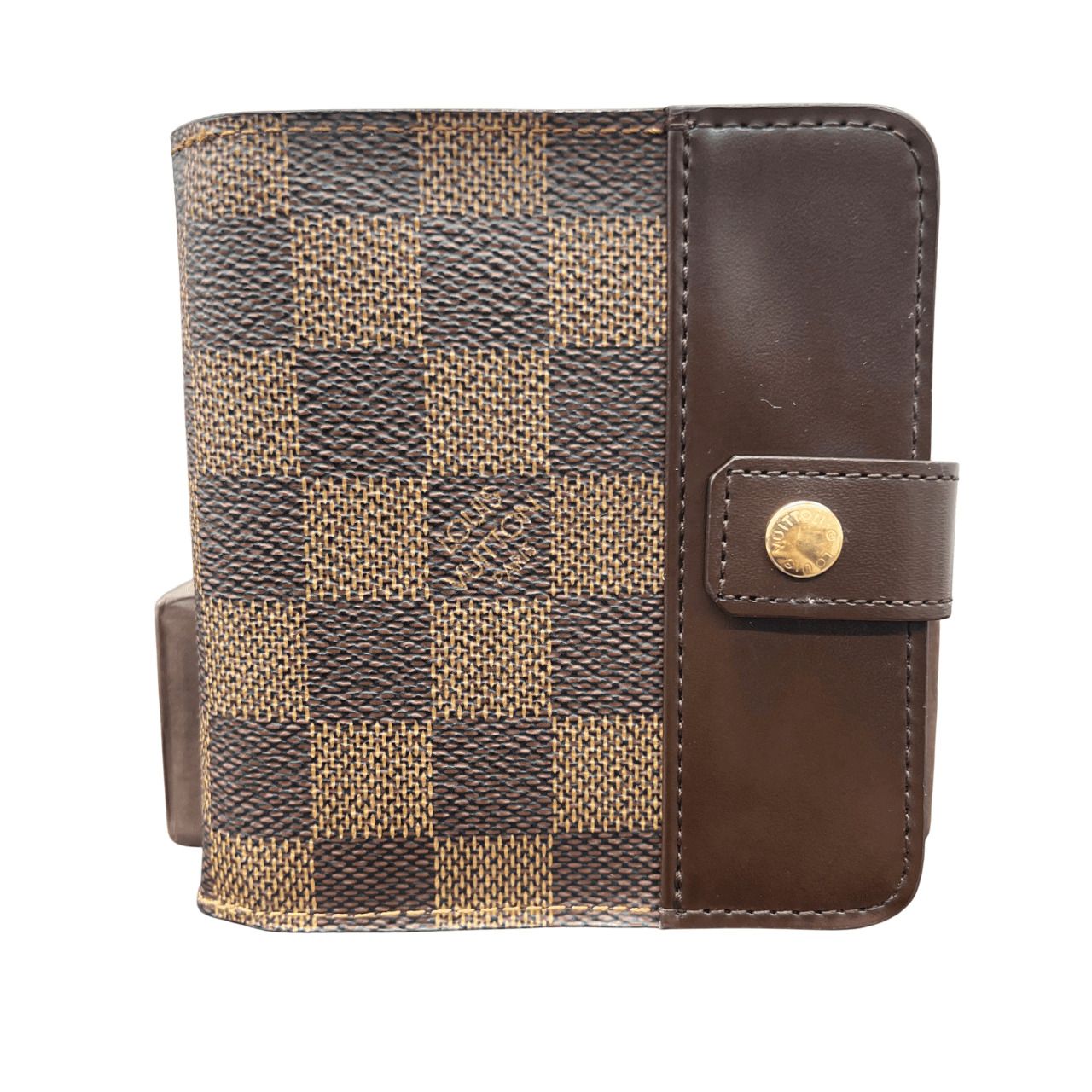 LOUIS VUITTON ルイヴィトン コンパクトジップ ダミエ エベヌ 二つ折り財布 N 61668 PVC レザー CA 1015 ブラウン コンパクトウォレット カードケース ミニ財布 チェック ヴィトン LV Aランク 鑑定済 ヴィトン財布