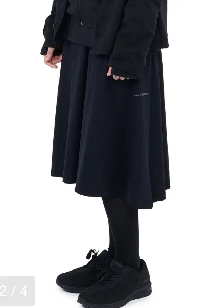 JiCHOI ジチョイ 25-003 フ ード ミディ スカート ブラック