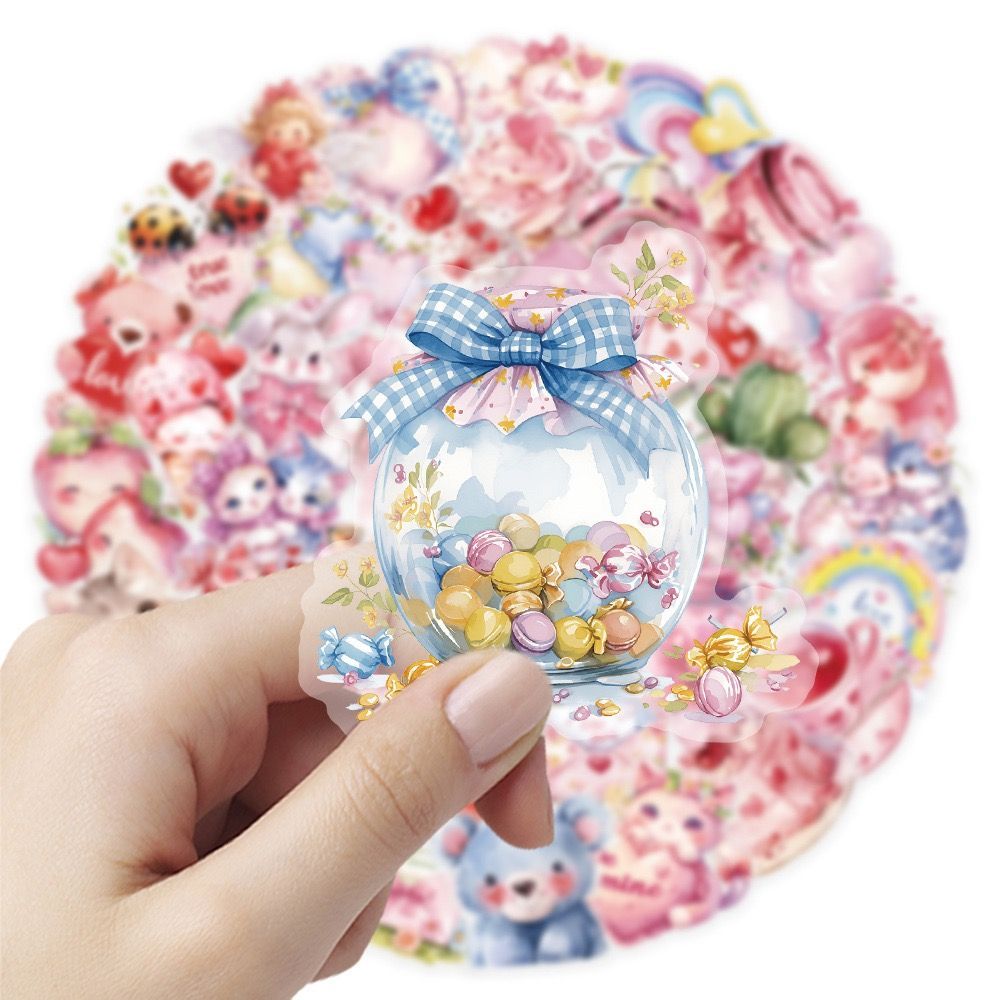 418】コラージュ素材 フレークシール ステッカー ピンク かわいい 動物