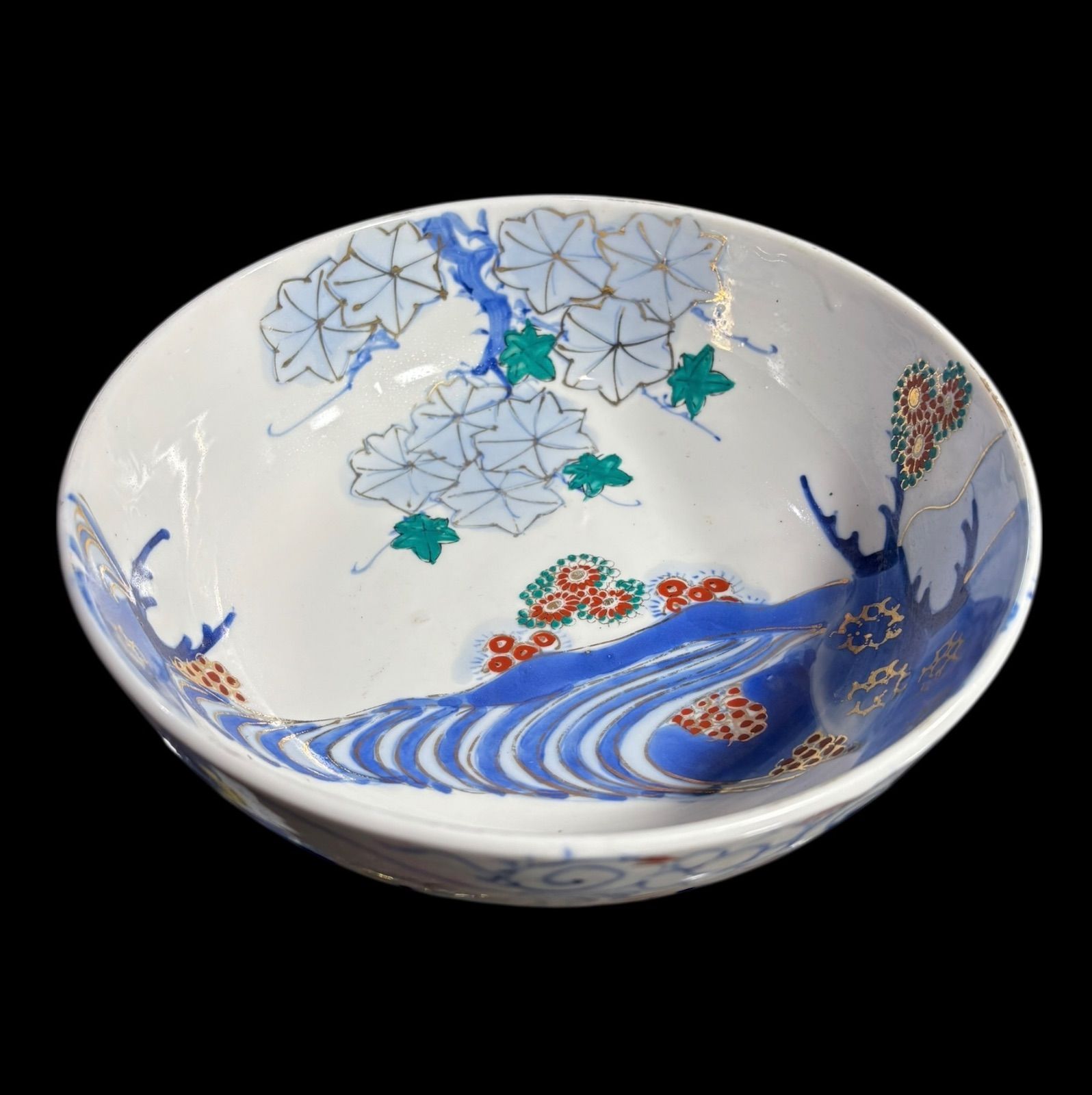 古伊万里 金彩 大鉢 紅葉 牡丹 裏印 染付 盛り鉢 色絵 鉢 取り皿 飾り