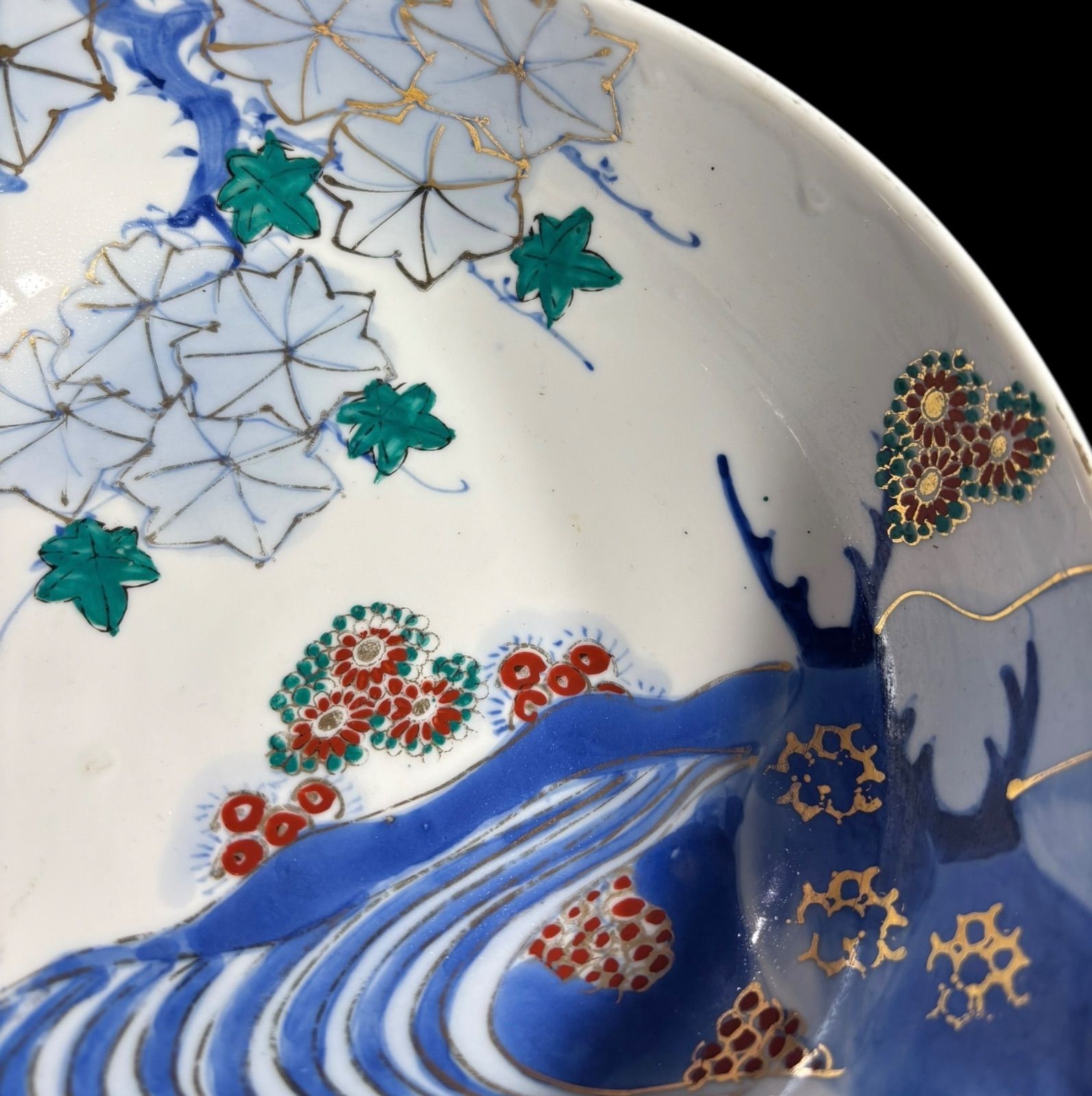 古伊万里 金彩 大鉢 紅葉 牡丹 裏印 染付 盛り鉢 色絵 鉢 取り皿 飾り