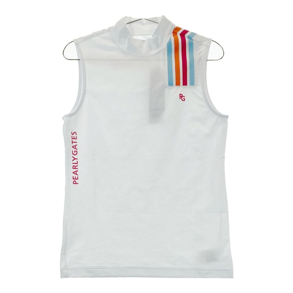 サイズ 2 PEARLY GATES パーリーゲイツ 2025年モデル ハイネック ノースリーブシャツ ホワイト系 ゴルフウェア レディース ストスト