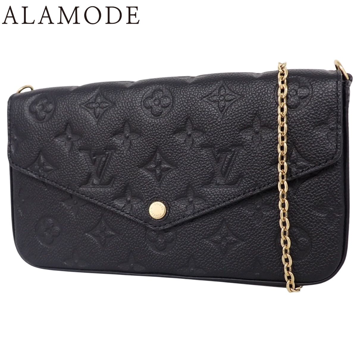 LOUIS VUITTON ルイ ヴィトン モノグラム アンプラント ポシェット･フェリシー ショルダーバッグ 2 WAY クラッチ チェーンウォレット ノワール ブラック黒 ゴールド金具 M 82477 レディース アラモード