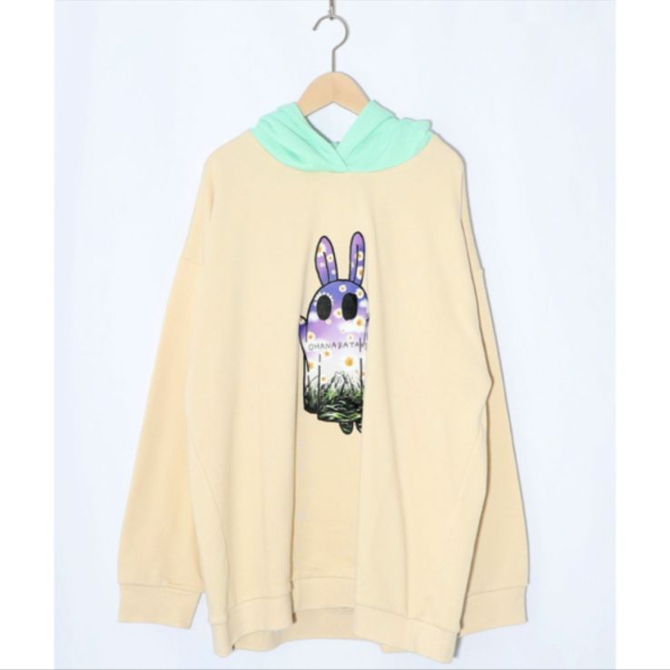 ScoLar Parity お花おばけウサギの配色裏毛パーカー