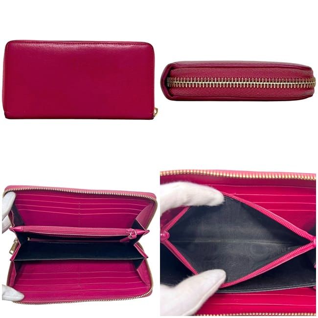 イヴ サンローラン ラウンドファスナー 長財布 ピンク 352904