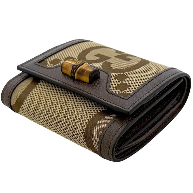  グッチ 二つ折り 財布 ダイアナコンパクト ベージュ ブラウン ジャンボＧＧ 折り財布 小物