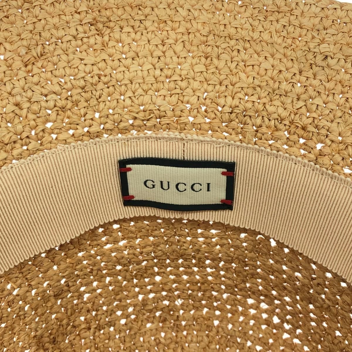 GUCCI グッチ ハット/GGマーモント L ラフィア 553574 3HE44 ベージュ