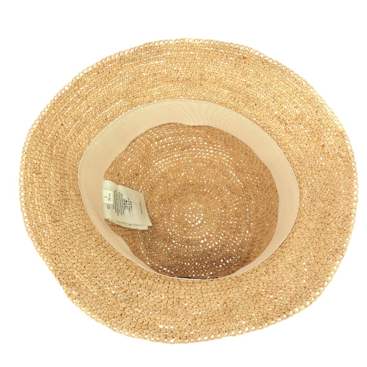 GUCCI グッチ ハット/GGマーモント L ラフィア 553574 3HE44 ベージュ