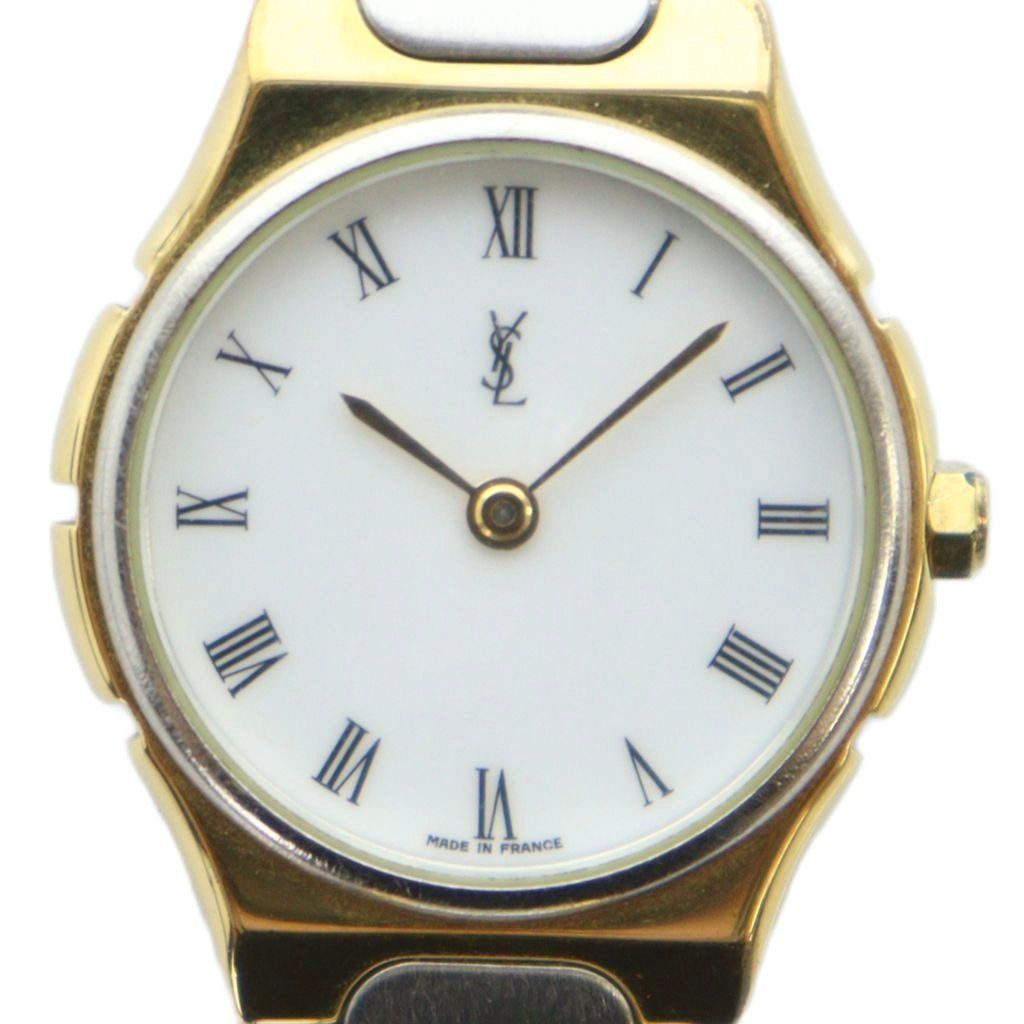 イヴサンローラン YVES SAINT LAURENT 375265 腕時計 ウォッチ クォーツ ロゴ 白文字盤 シルバー色 ゴールド色 GY 11 MQ