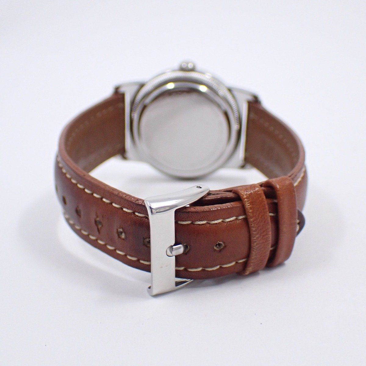 黒文字盤 ブラウン革ベルト