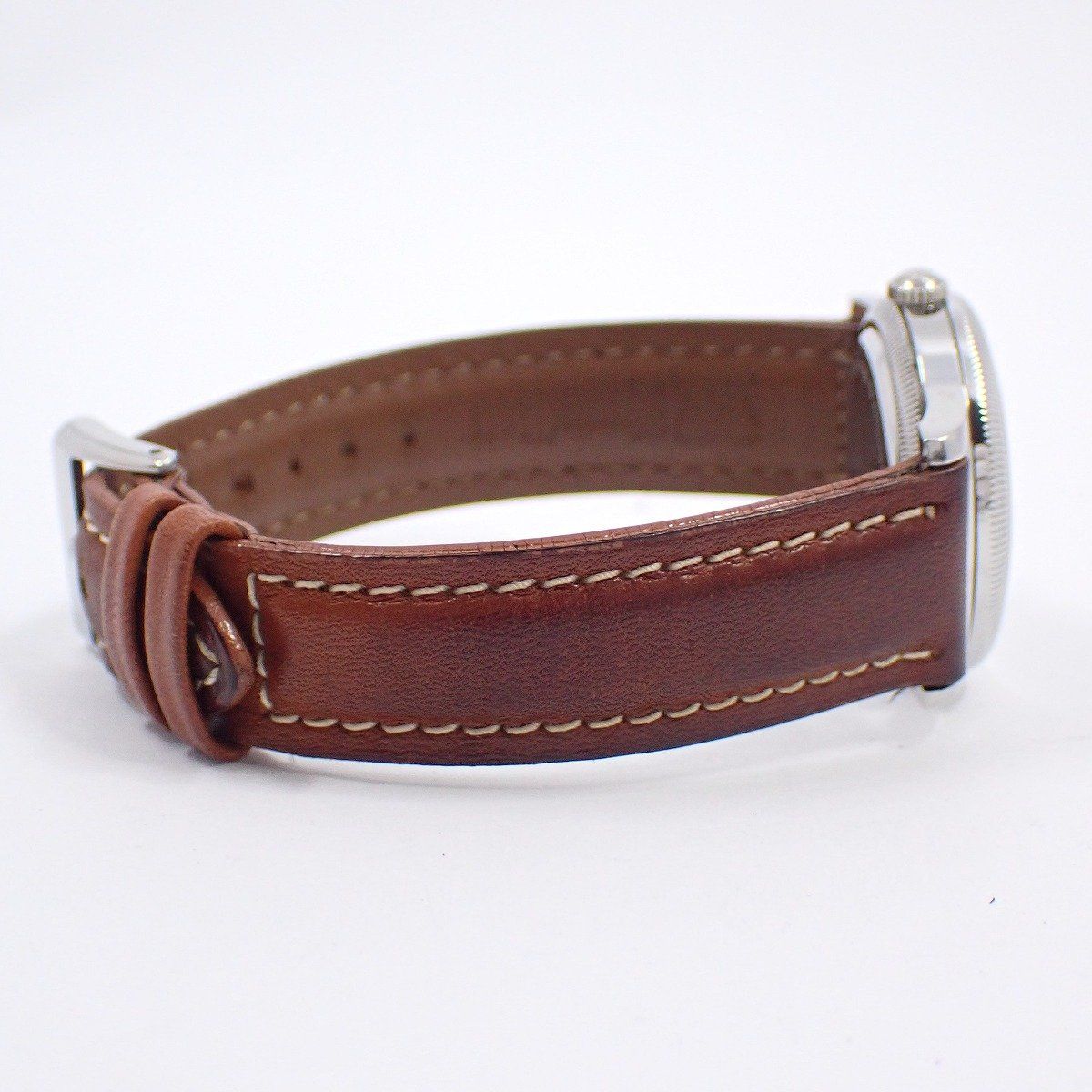 黒文字盤 ブラウン革ベルト