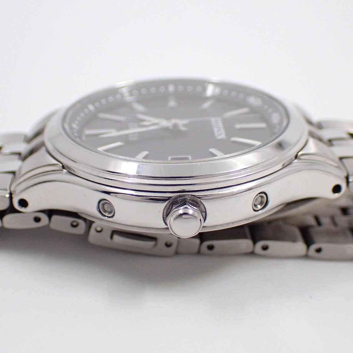  シチズン エクシード エコドライブ電波 メンズ 腕時計 チタン 黒文字盤 ベルト AS 7040-59 E 腕時計(クォーツ) 腕時計(アナログ)