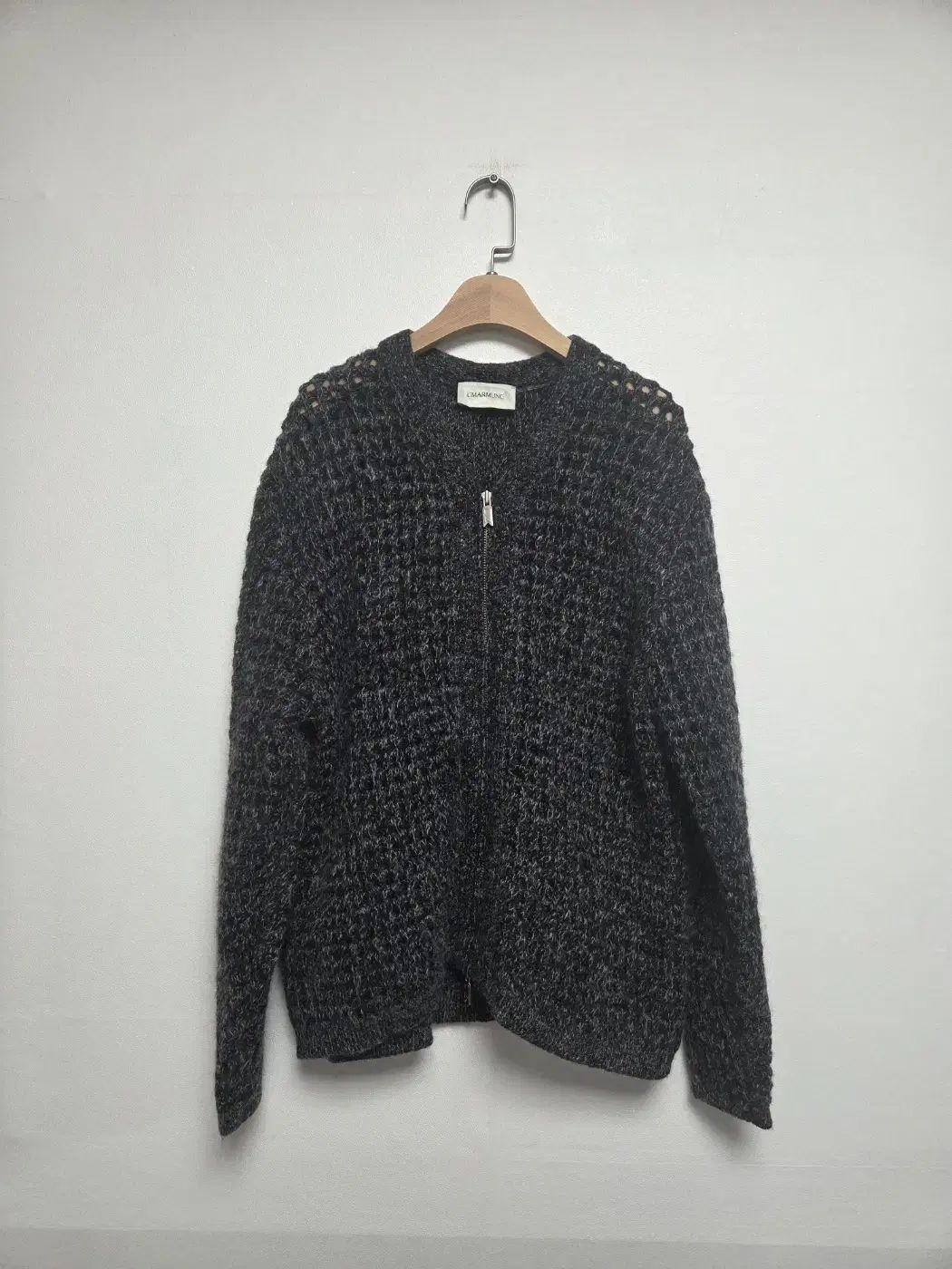 ウマムン クロシェ ウール ニット ジャケット グレー S