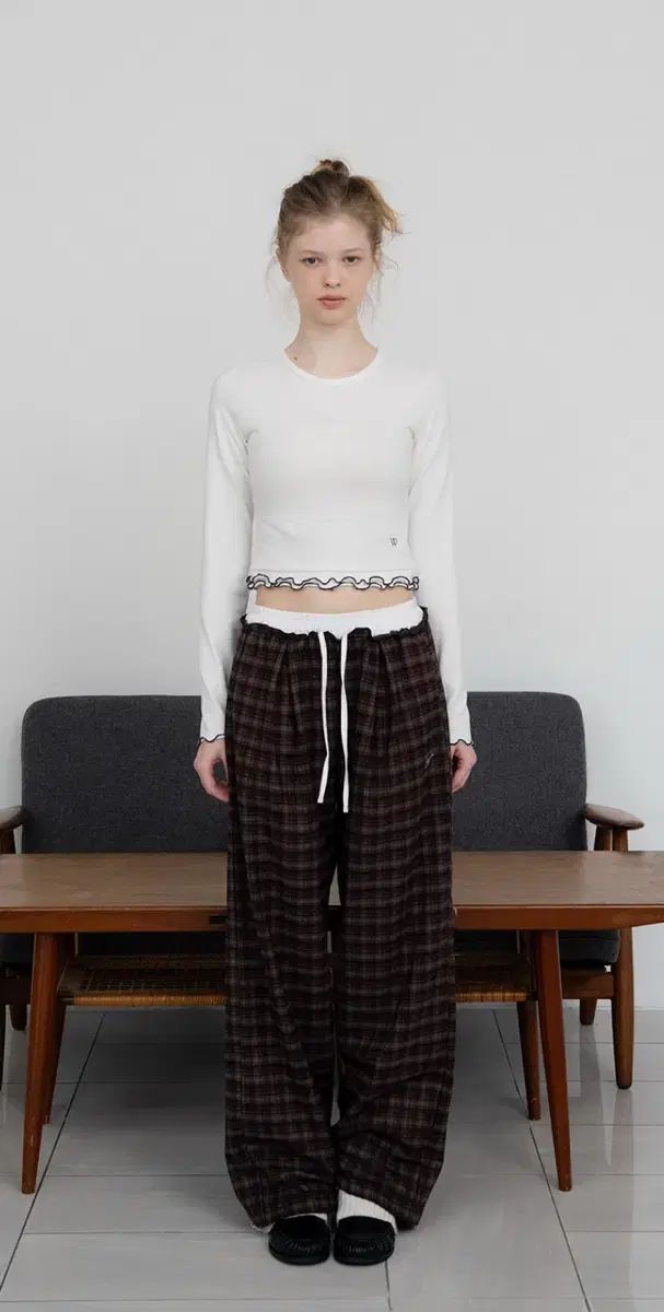 WITHOUTSUMMER CHECKパンツ wine check pants