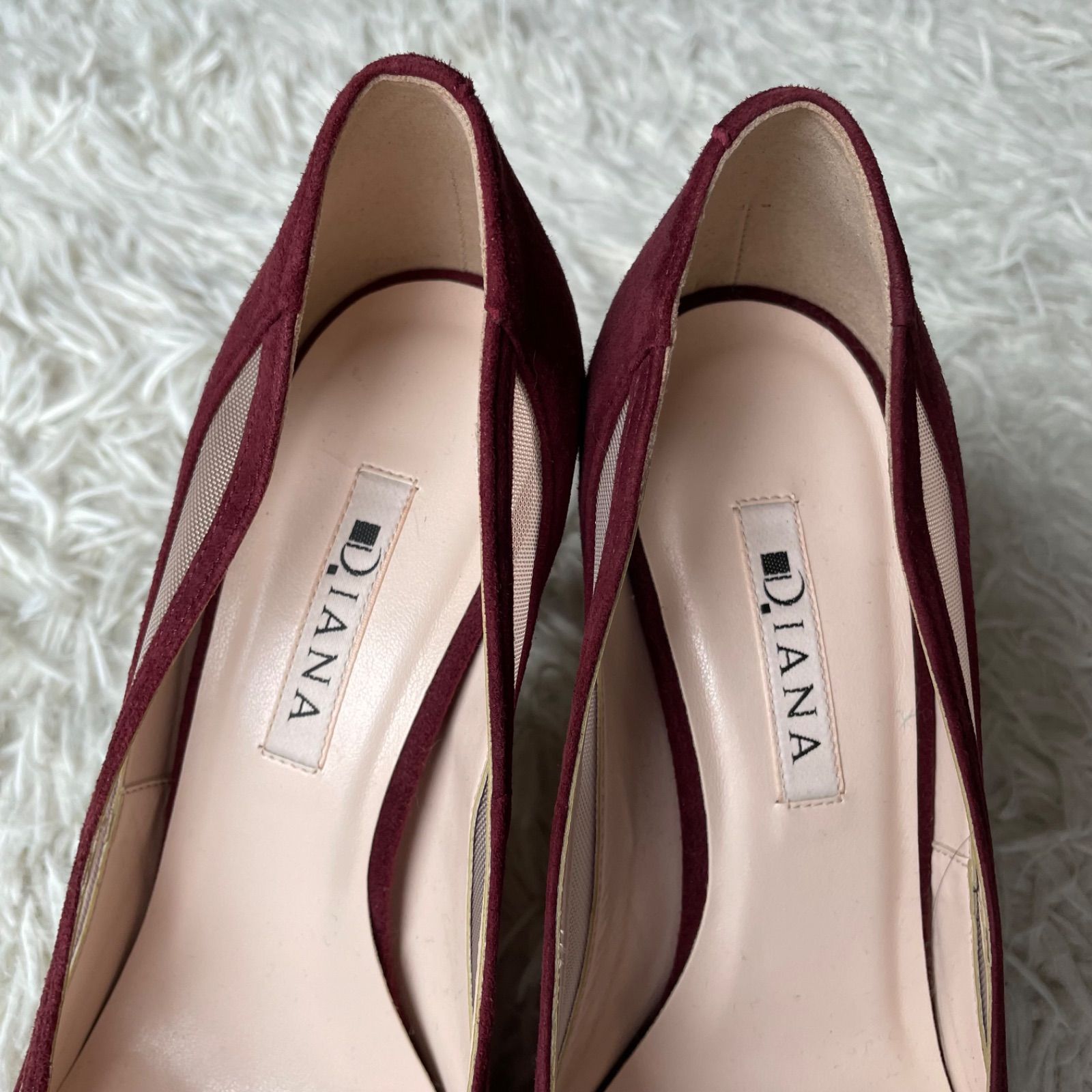 ダイアナ DIANA 美品 ビジュースクエアバックル メッシュ切り替え