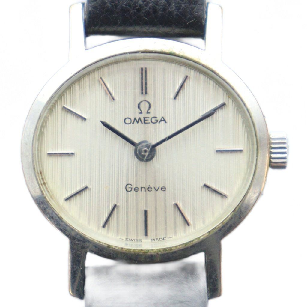 オメガ OMEGA Geneve ジュネーブ 腕時計 ヴィンテージ アンティーク ウォッチ 手巻き レザーベルト シルバー色 GY 18 |MQ